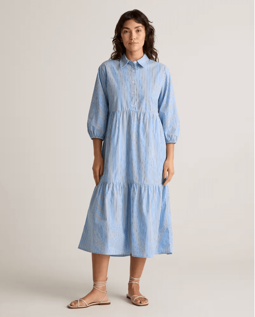 quince cotton poplin midi dress
